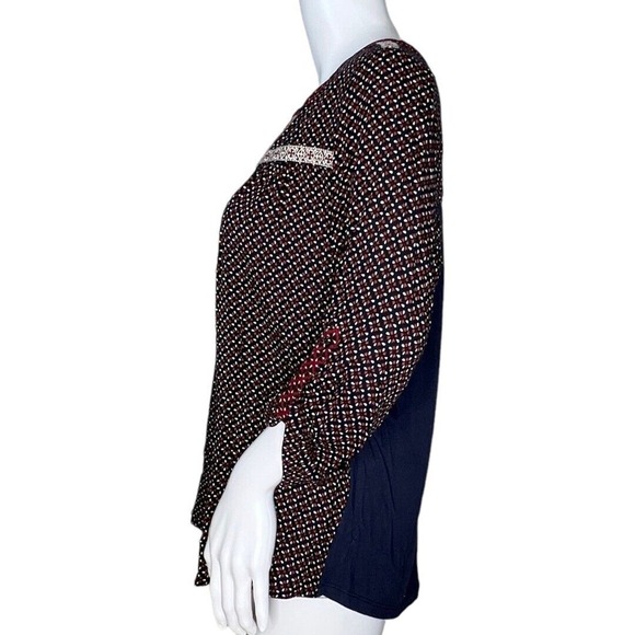 Skies are Blue Blouse Womens Small Petite Black Red Floral‎ Mix Pattern Bohemian - Picture 3 of 8